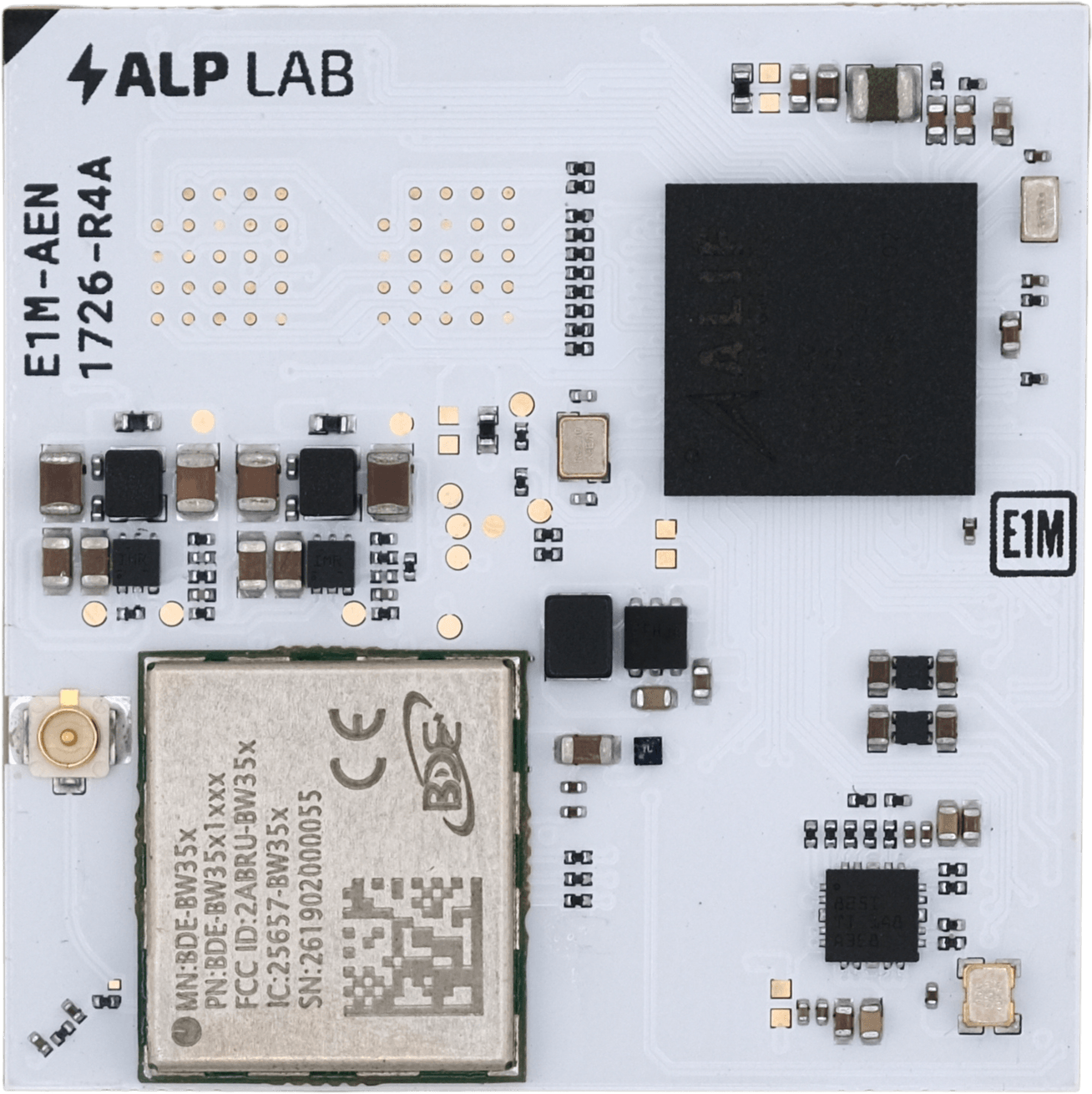 Alp Lab E1M-AEN always-on edge AI module, front view